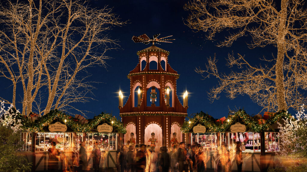 Julemarked på Liseberg. Pyntet til jul.