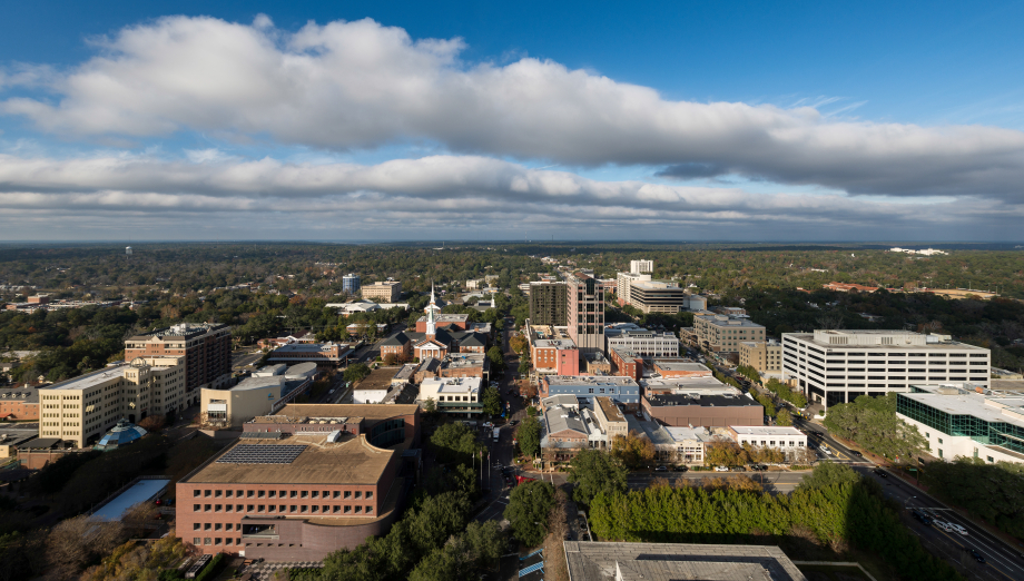 Downtown Tallahassee from the observation deck (22nd Floor) of the Florida State Capitol building at 400 S Monroe Street in Tallahassee, Florida on December 5, 2014