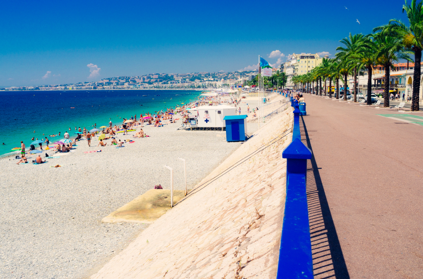 City of Nice on the French Riviera looking along the beach. Processed in AdobeRGB colorspace.