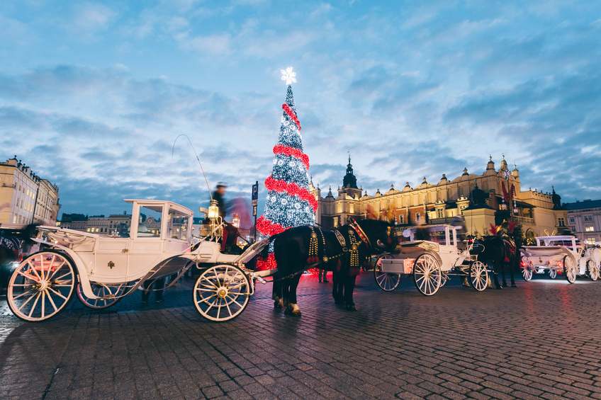 Krakow decorated for Christmas