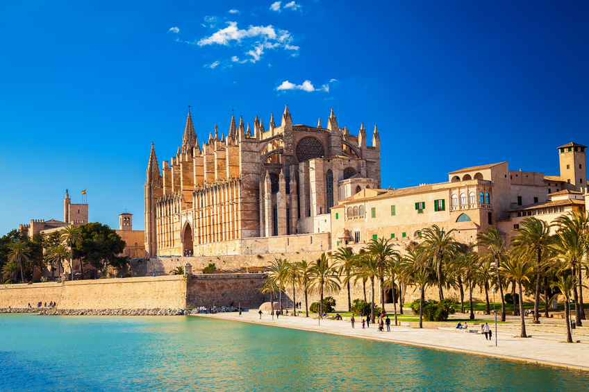the Cathedral of Santa Maria of Palma and Parc del Mar near, Majorca, Spain