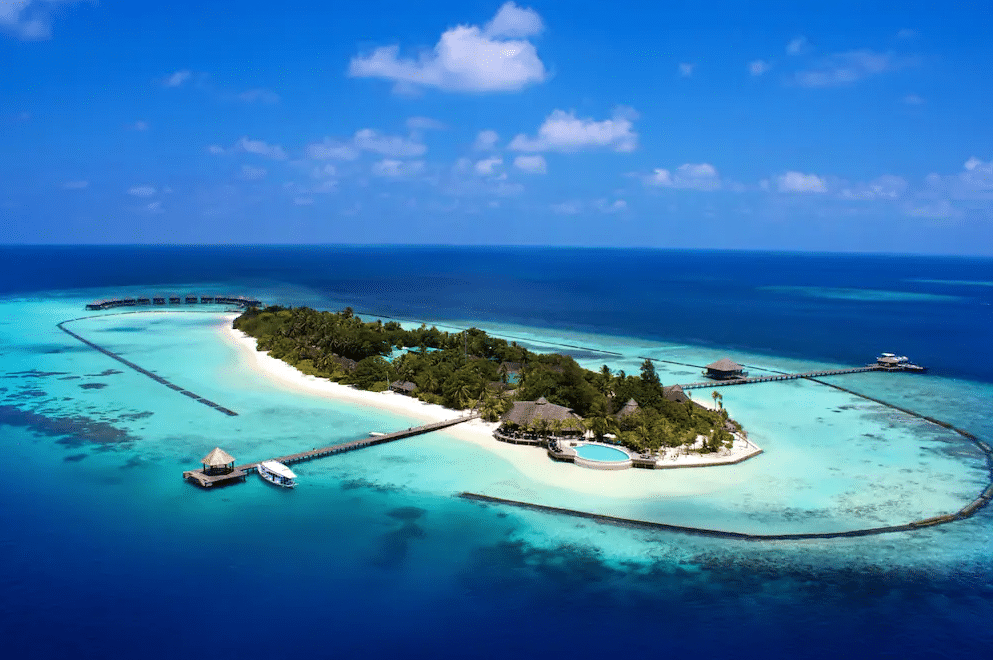 På Maldivene kan du oppholde deg på denne private øya.