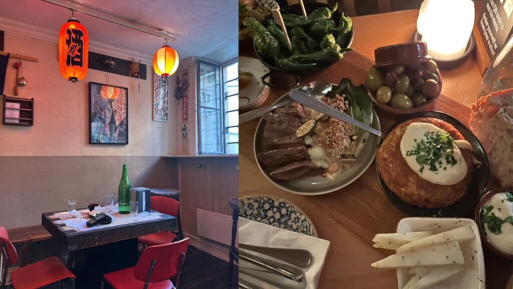 Restauranter i Oslo med mat på bodet, oransje lamper på taket og tapas.