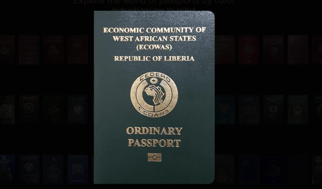 Grønt pass fra Liberia.