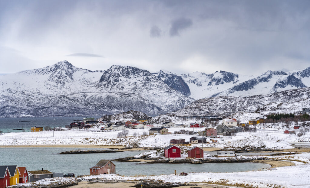 fishing village on Sommarøy Archipelago in northern Norway near Tromso